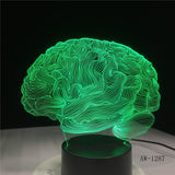 Brain Shape 3D Illusion Lamp 7 Color Change Touch Switch LED Night Light Acrylic Desk lamp Atmosphere Novelty Lighting AW-1287