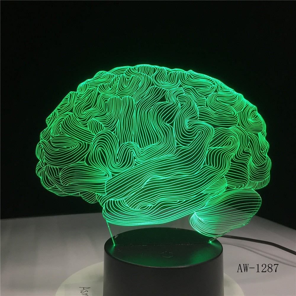 Brain Shape 3D Illusion Lamp 7 Color Change Touch Switch LED Night Light Acrylic Desk lamp Atmosphere Novelty Lighting AW-1287