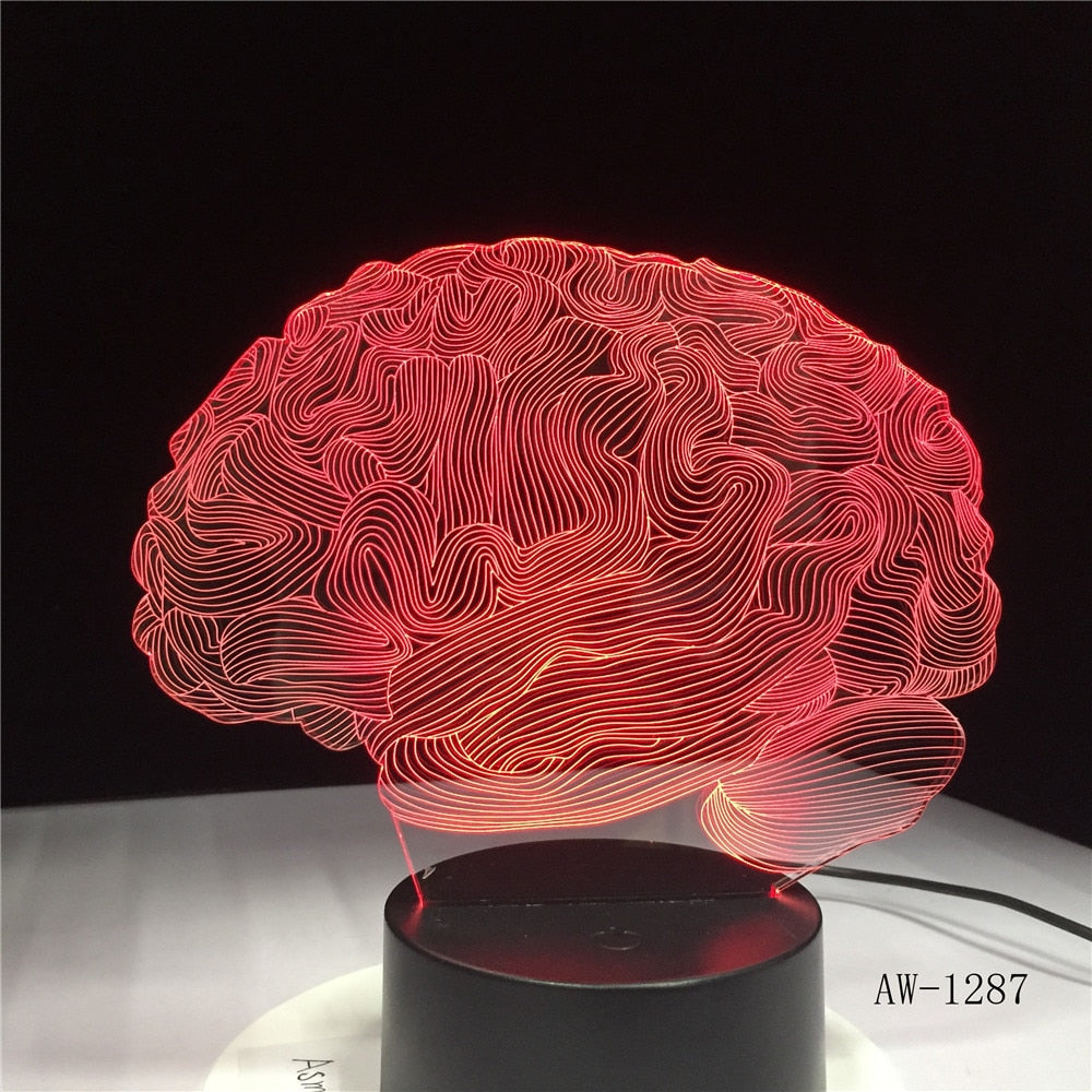 Brain Shape 3D Illusion Lamp 7 Color Change Touch Switch LED Night Light Acrylic Desk lamp Atmosphere Novelty Lighting AW-1287