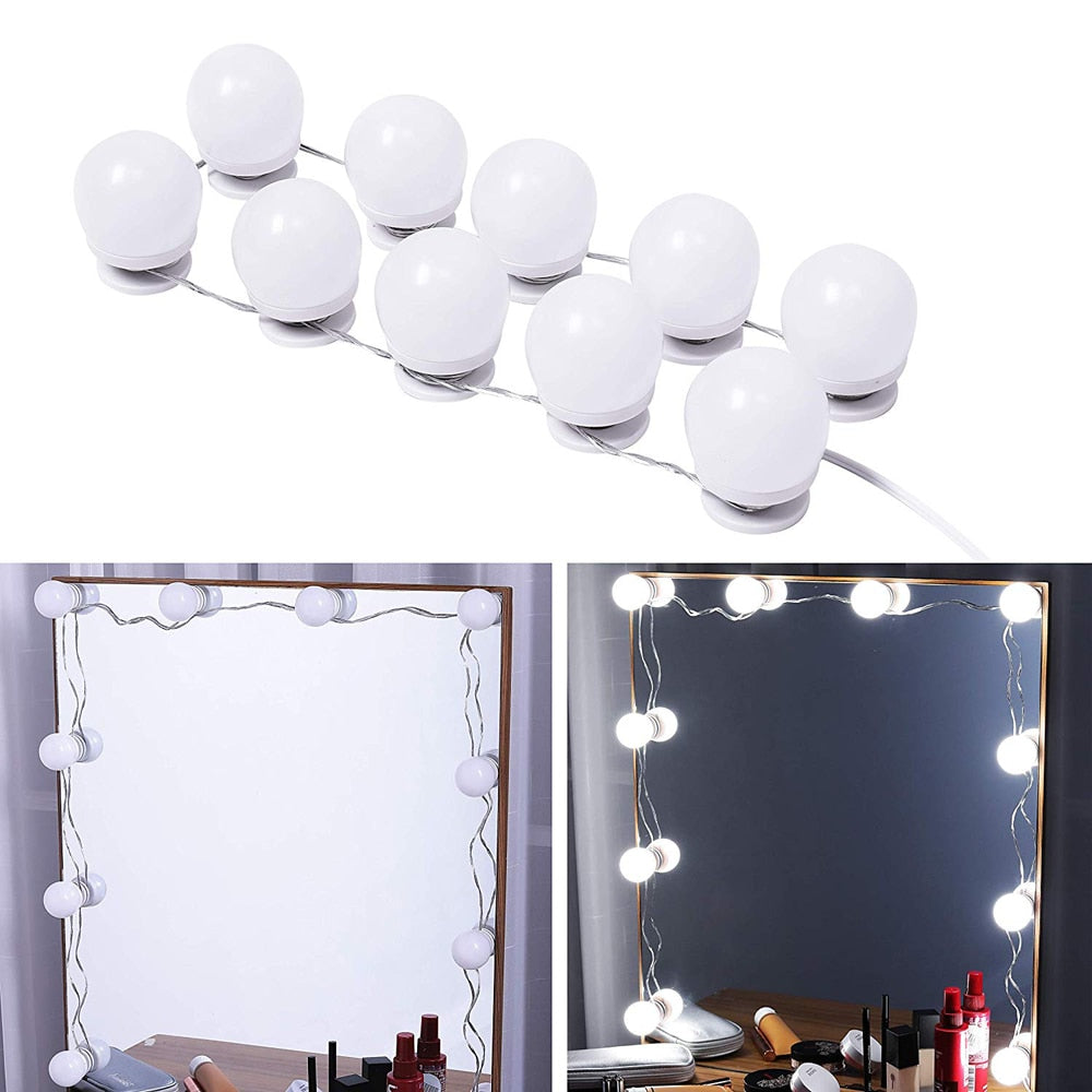 AIBOO LED Makeup Light kit,6/10/14/16Touch Dimmable Mirror Bulbs Hollywood Vanity Lighting lights for Dressing table bathroom