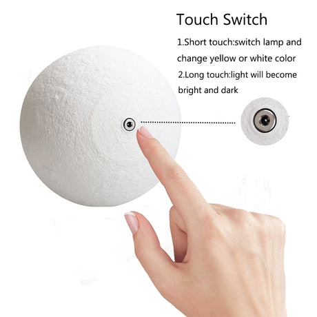 3D Print LED Moon Light Touch Switch LED Bedroom Night Lamp Novelty Light for Baby Kids Children Christmas Home Decoration