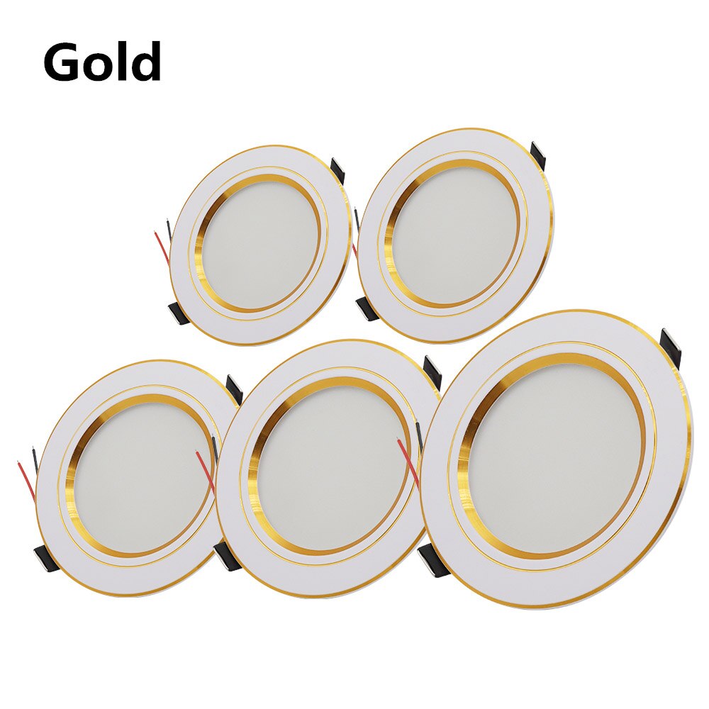 AC 220V LED Downlight Golden Silvery Ceiling Lamp Round Recessed 5W 9W 12W 15W 18W Led Light Bulb White/Warm white LED Down Lamp