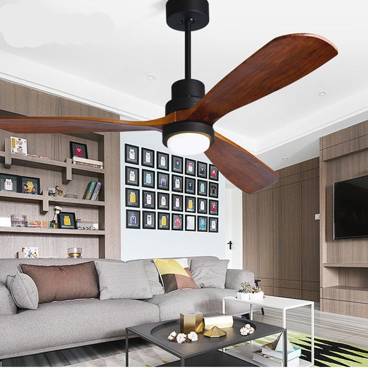 Retro Ceiling Fan Light LED Fan Chandelier Wooden LED Flush Mount Ceiling Light Fixtures  Simple Ceiling Fan 42/52 inch