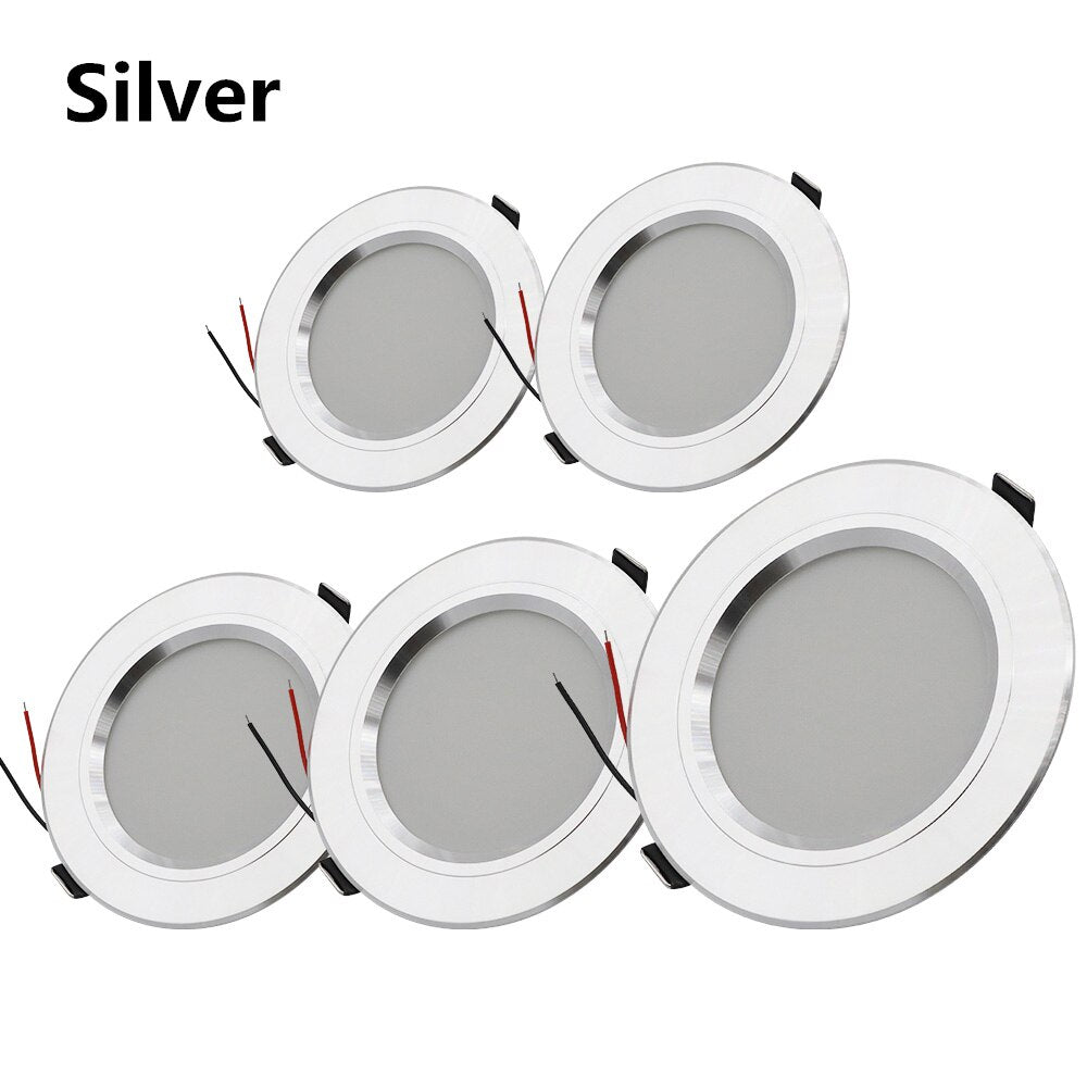 AC 220V LED Downlight Golden Silvery Ceiling Lamp Round Recessed 5W 9W 12W 15W 18W Led Light Bulb White/Warm white LED Down Lamp