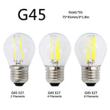 Retro G45 LED 2W 4W 6W Dimmable Filament Light Bulb E27 E14 COB 220V Glass shell Vintage Style Lamp