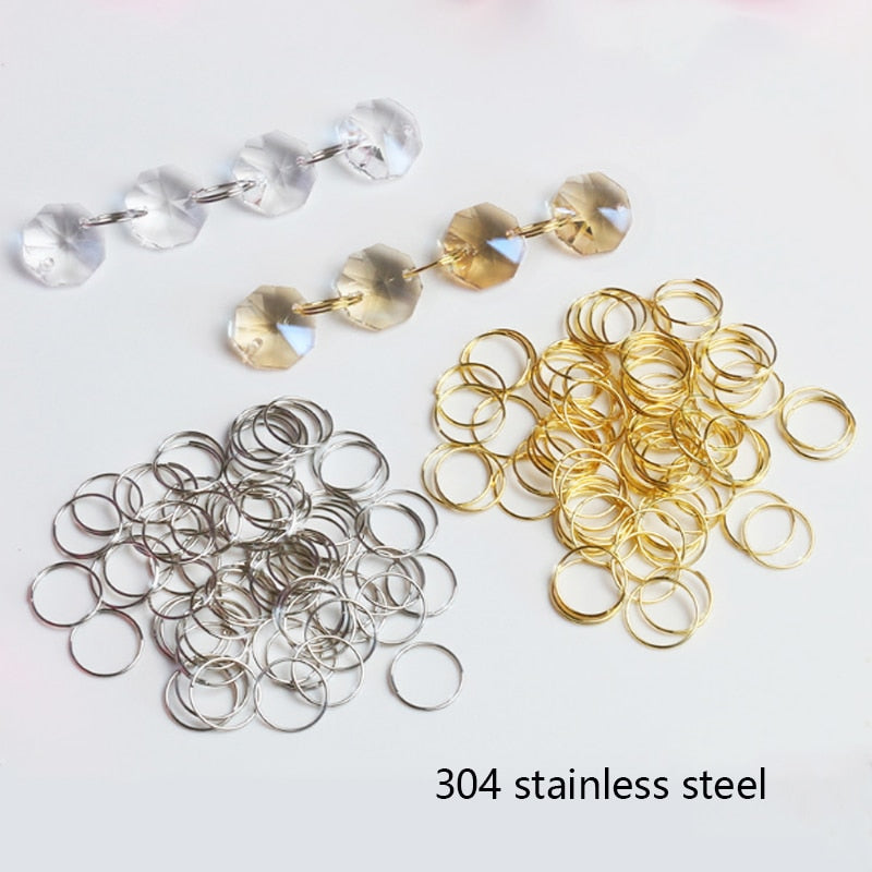 100x 11mm 12mm 13mm 15mm 20mm round stainles steel ring crystal for Chandelier Ball Parts Bead light accessorise Curtain connect