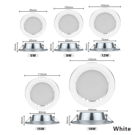 5W 9W 12W 15W 18W Led Downlight 220V Ceiling Light Recessed Down light Round Led Panel Light Cold Warm white LED Spot light