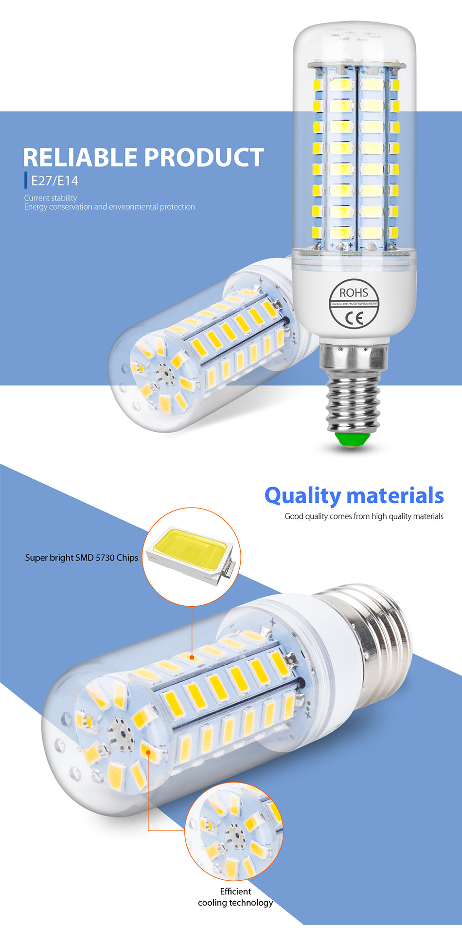 Bulb E27 LED E14 Corn Light GU10 Smart LED 220V Ampoule 24 36 48 56 69 72leds Spotlight G9 Candle Bulb B22 Halogen Lamp For Home
