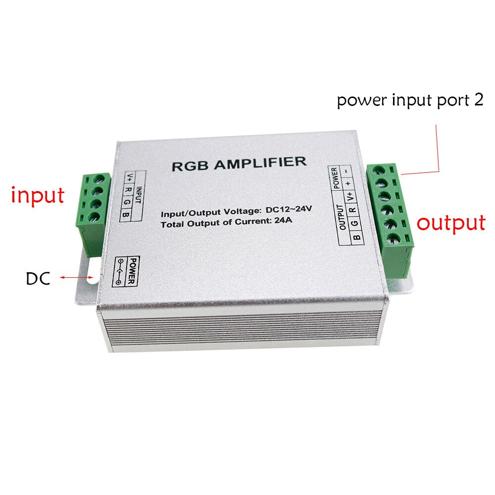 24A LED RGB Amplifier DC12-24V 3 Channel RGB Amplifier for 5050 3528RGB LED Strip Light Power Repeater Console Controller 1pcs