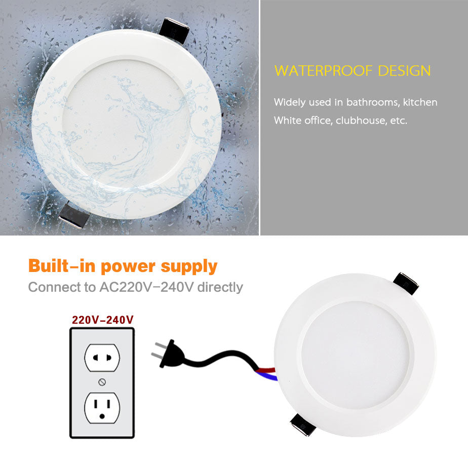 10Pcs Waterproof Dimmable LED Downlight 5W 7W 9W 12W 15W 18W Recessed Spot Light Ceiling Lamp Home Indoor Lighting AC 220V 230V