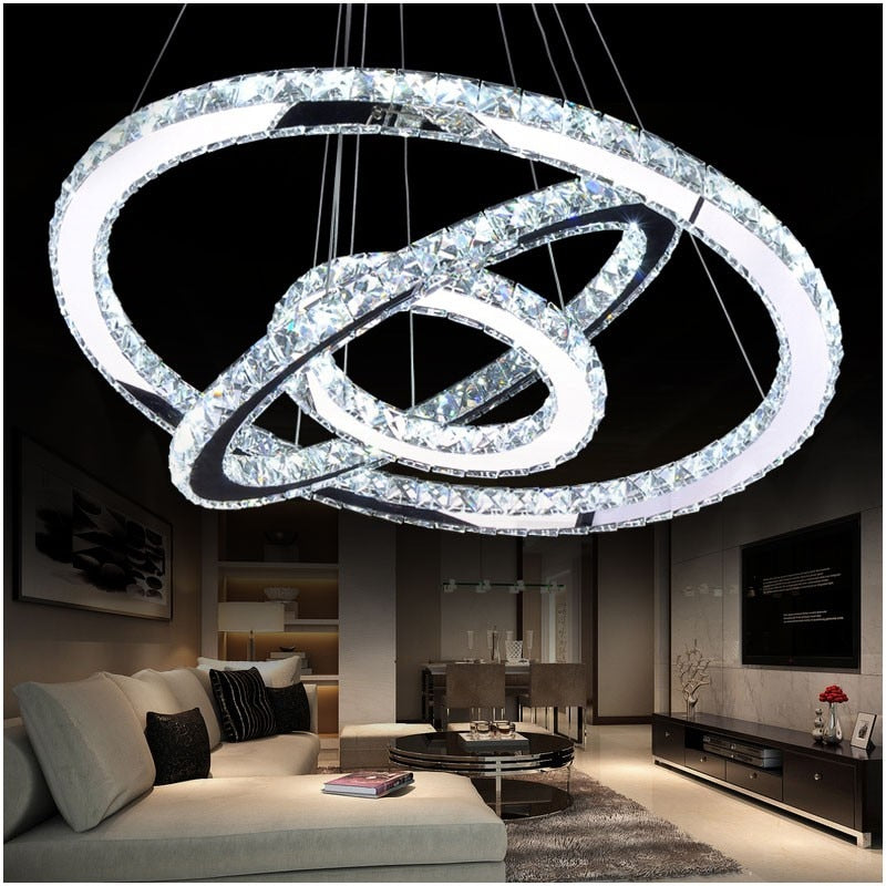 LED Crystal Chandelier Light Modern LED Circle Chandelier Lamp Hanging Lustres LED Ring Lighting Home Decoration