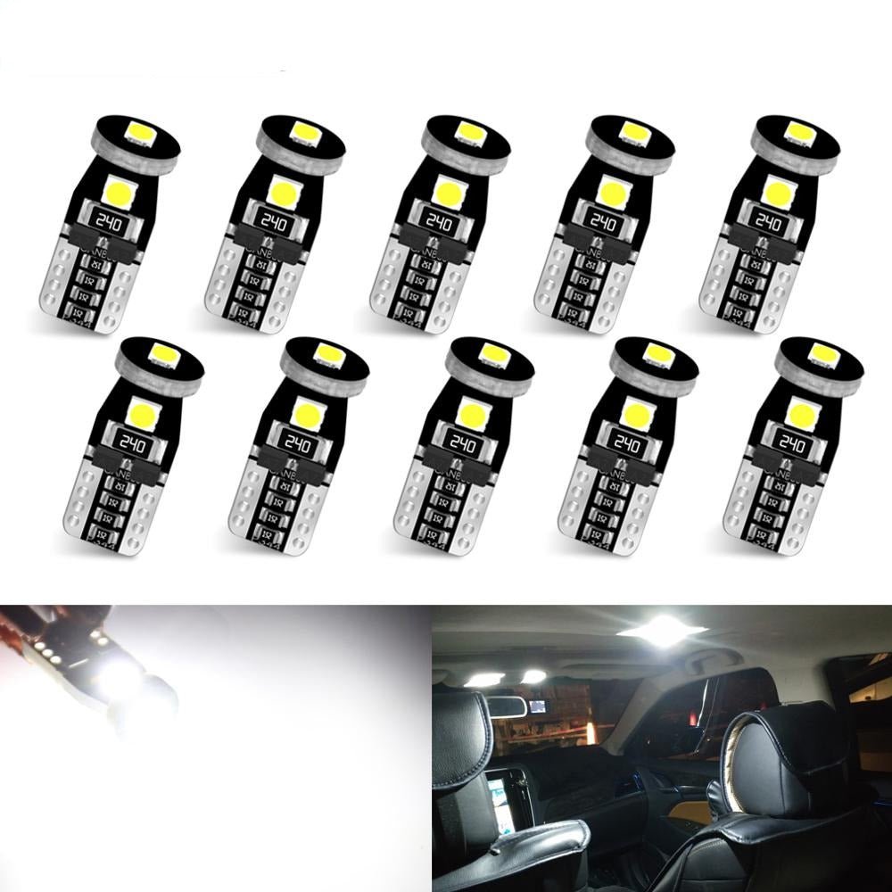 10Pcs T10 Led Canbus W5W Led Bulbs 168 194 6000K White Signal Lamp Dome Reading License Plate Light Car Interior Lights Auto 12V