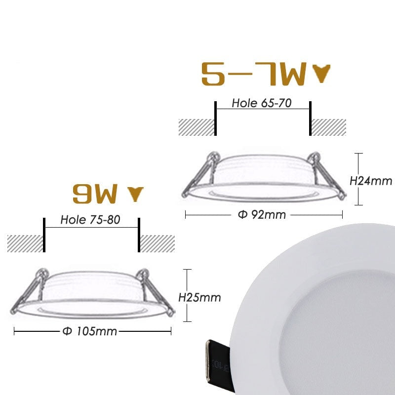 Dimmable Waterproof LED Recessed Downlight 5W 7W 9W LED Spot Light Ceiling Lamp Home Lighting AC 110V 220V For For Bathroom lamp