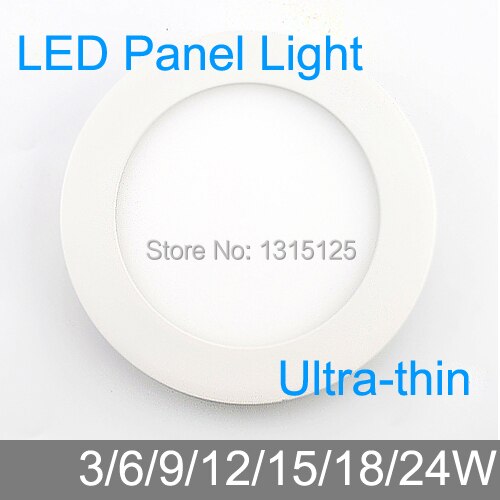 Ultra thin design 3W/6W/9W/12W/15W/18W/24W LED ceiling recessed grid downlight/ slim round panel light / LED light free shipping