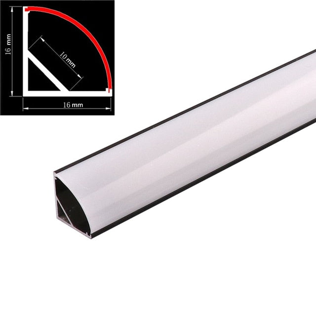 Black Led Aluminum Profile U/W/V With Milky PC Cover kitchen Cabinet Closet Lamp LED Strip Shelf Light Channel Holder Diffuser