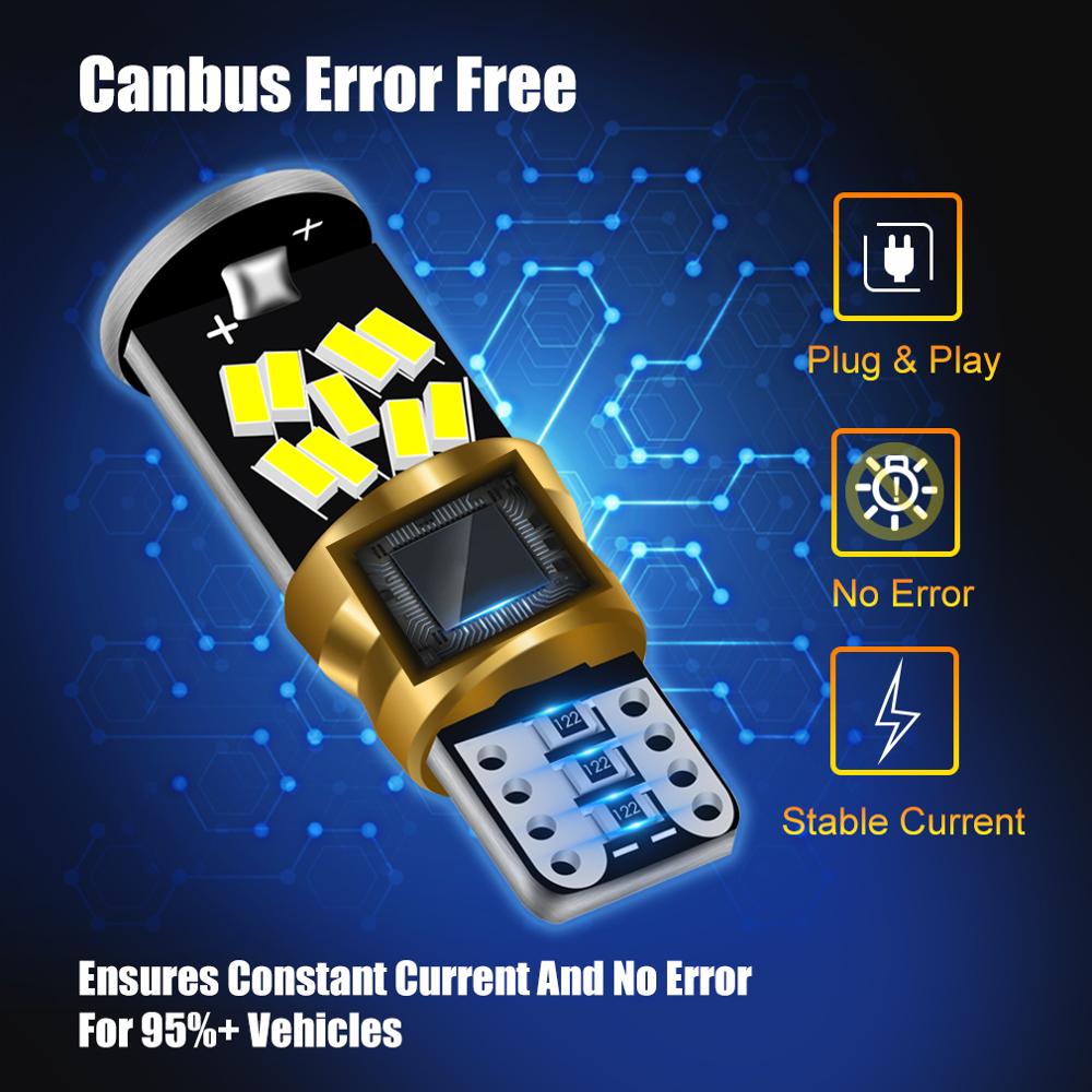 S&D 2Pcs T10 LED Canbus W5W LED Light Bulbs No Error 27SMD Car Interior Reading Parking Lamp Auto Led Trunk Side Door Lamp White