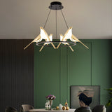 Nordic Golden Bird LED Chandelier Parlor Bar Bedside Hanging Light Fixture Novelty 360 Degree Rotation Replaceable LED Home Deco