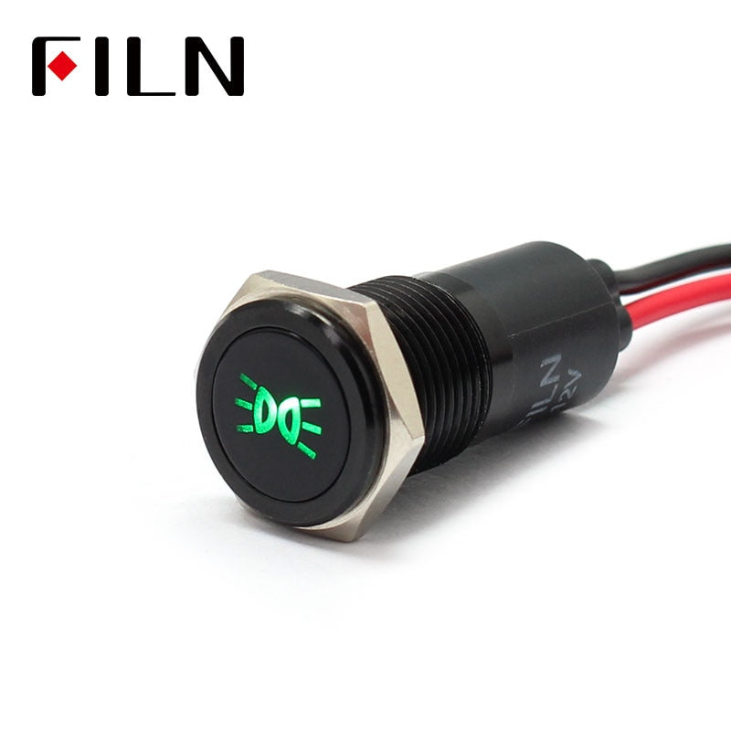 14mm Waterproof Lamp FILN 12V LED Car Signal Lights Instrument Pilot light red blue indicator light with wire