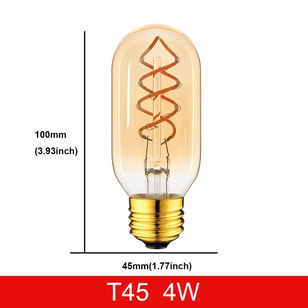E27 LED Bulb 220V Dimmable Vintage Spiral LED Filament Light Bulb A19 4W Retro Incandescent Decoration Led Lighting Lamp Ampoule