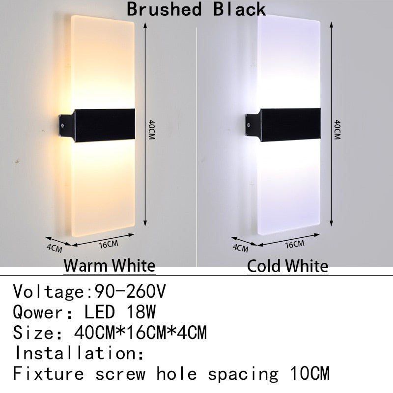 Mini 4/6/12/18W Led Acrylic Wall Lamp AC90-260V Long warm white Bedding Room Living Room Indoor wall lamp Bedroom Modern Simple