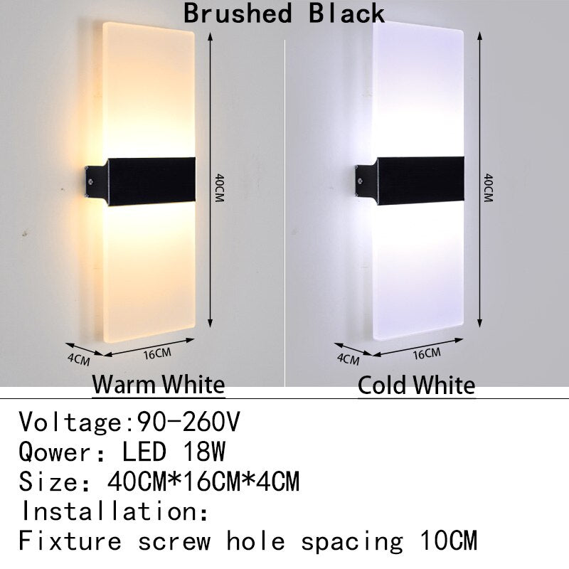Mini 4/6/12/18W Led Acrylic Wall Lamp AC90-260V Long warm white Bedding Room Living Room Indoor wall lamp Bedroom Modern Simple