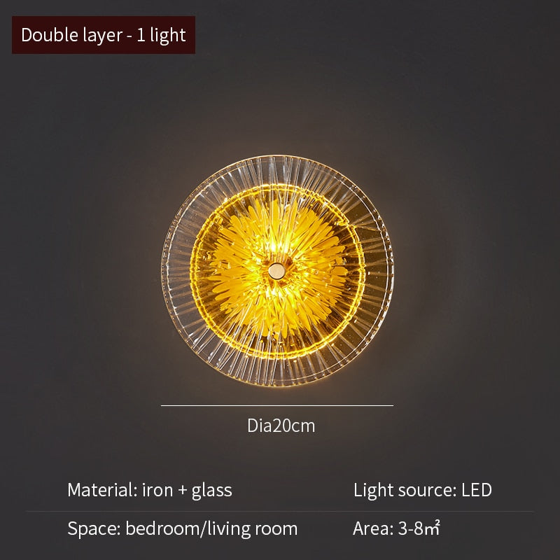 FKL Modern Round Crystal Wall Lamp Glass Combination For Living Room Nordic TV Background LED Lights Bedside Corridor Aisle