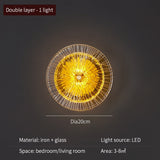 FKL Modern Round Crystal Wall Lamp Glass Combination For Living Room Nordic TV Background LED Lights Bedside Corridor Aisle