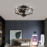 20 Inch LED Ceiling Fan Light Modern Cage Chandelier 3 Speed Setting with Remote and APP Control Function for Bedroom