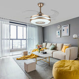 LED Ceiling Fan Light Chandelier 4 Retractable Blade + Remote Control