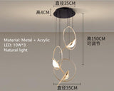 Nordic Golden Bird LED Chandelier Parlor Bar Bedside Hanging Light Fixture Novelty 360 Degree Rotation Replaceable LED Home Deco