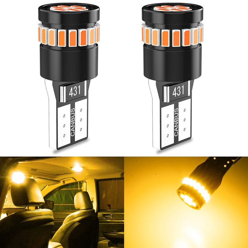 2pcs T10 W5W led Canbus Bulbs 168 194 no error led Parking lights Interior Dome Lights 24SMD 3014 White 12V for Audi BMW Benz