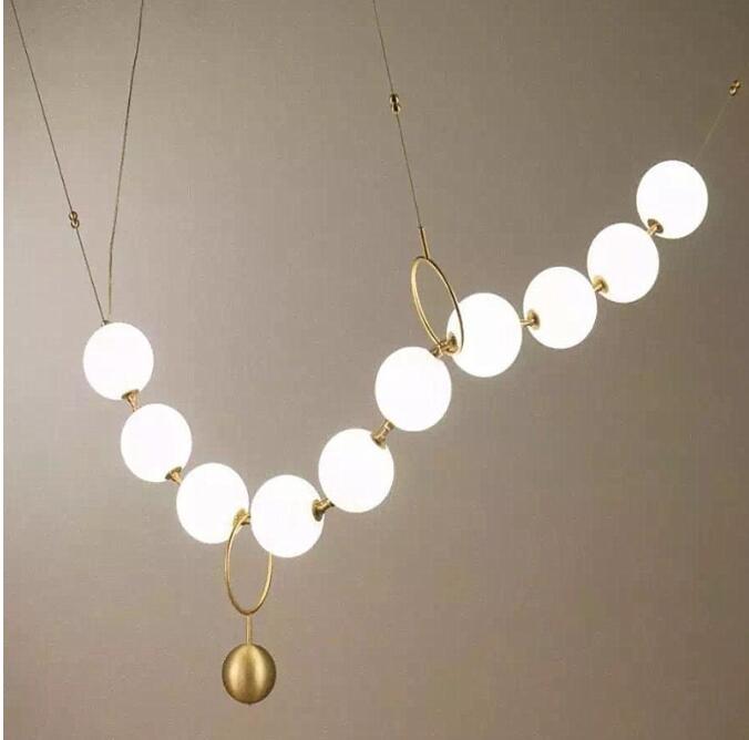 Postmodern Loft Glass Ball Pendant Lamp Creative Necklace Design Restaurant Hall Led Lights Decro Suspension Light Fixtures
