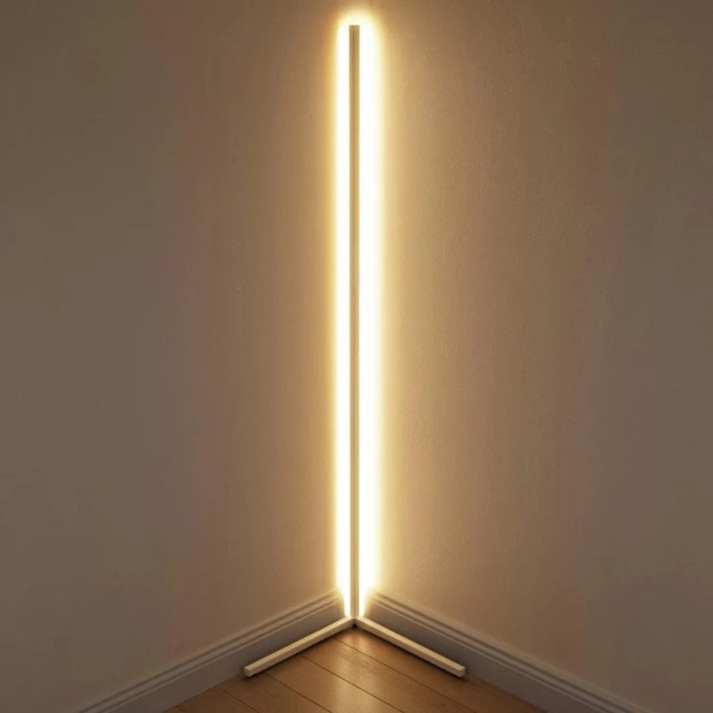 Nordic LED Floor Lamp Modern Simple Warm White Corner Rod Light for Living Room Bedroom Interior Atmosphere Standing Indoor