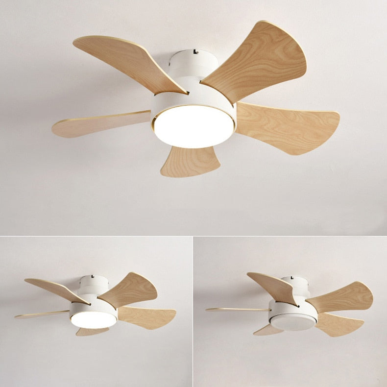 DC Silent Fan Ceiling Lamp Loft Fans With LED Light and Remote Modern Lamps for Living Room Hall Ventilator Lights Wood Lighting
