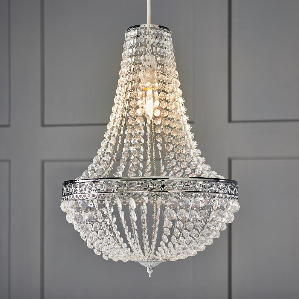 Premium Vintage Crystal Chandelier Ceiling Light Shade Drop Light Easy Fitting Charlotte Pendant Lampshade Without cord kit