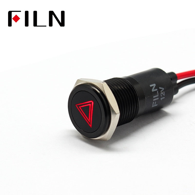 14mm Waterproof Lamp FILN 12V LED Car Signal Lights Instrument Pilot light red blue indicator light with wire
