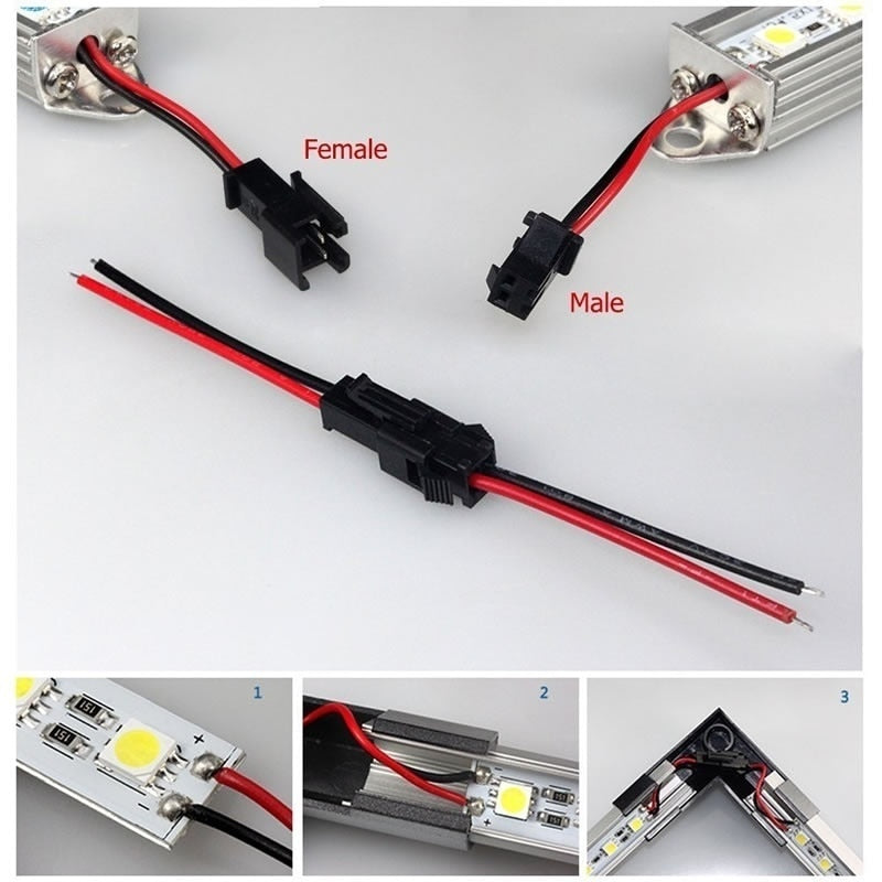 20Pairs Long SM Connector terminal wire Plug Male to Female splice Wire Connectors red and black wire LED Downlight Ceiling Lamp