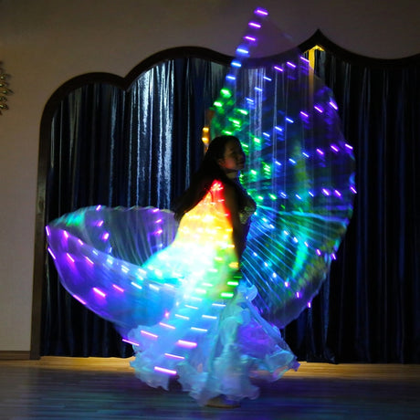  Rainbow Color Alas Angle Led Wings Adult Led Costume Circus Led Light Luminous Costumes Party Show Isis Wings Dancewear