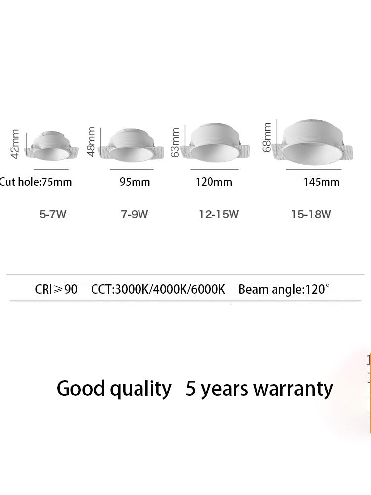 Trimless Round COB Led Downlights High End Recessed Ceiling Spot Lights Lamps For Indoor Residential Home