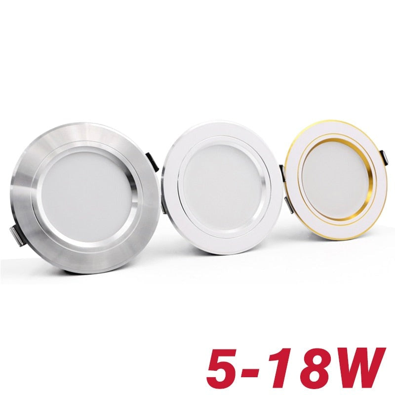 LED Downlight Ceiling 5W 9W 12W 15W 18W led Ceiling lamp Gold/Silver/White Body AC 220V 230V 240V led light