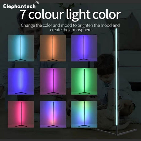 140CM Simple RGB wall corner Led RGB Floor Lamp bedroom app colorful floor lamp docking living room strip led atmosphere lamp