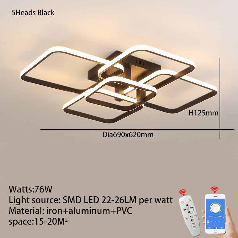 FANPINFANDO Rectangle Acrylic Aluminum Modern Led Ceiling Lights For Living Room Bedroom White/Black Led Ceiling Lamp Fixtures