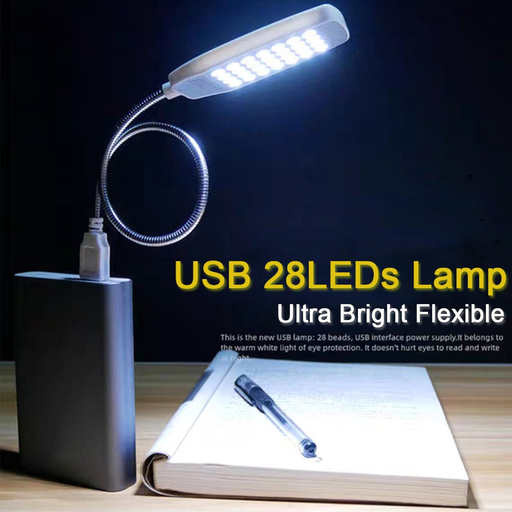 28 LEDs Super Bright Book Light DC5V USB Reading Night Lights Flexible Table Lamp  For Power Bank Laptop Notebook PC Computer