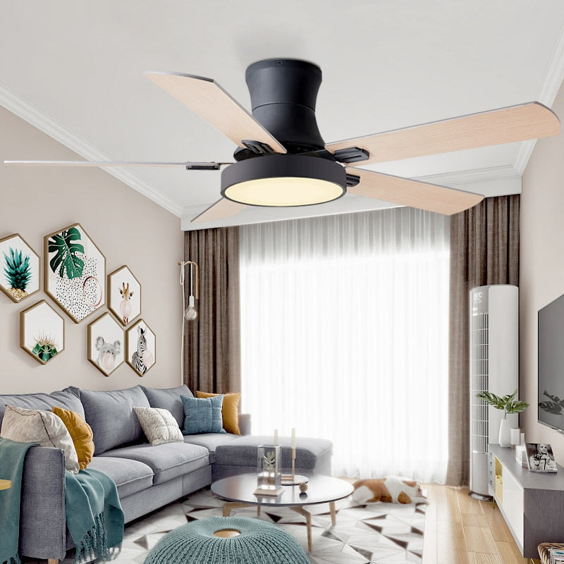 52 inch modern ceiling fan fans with lights remote control ventilator lamp bedroom decor air cooling  five blade