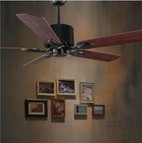 High Quality Loft Fan Chandelier Retro Dining Room Household Electric Fan Mute LED Remote Leaf Fan Lamp
