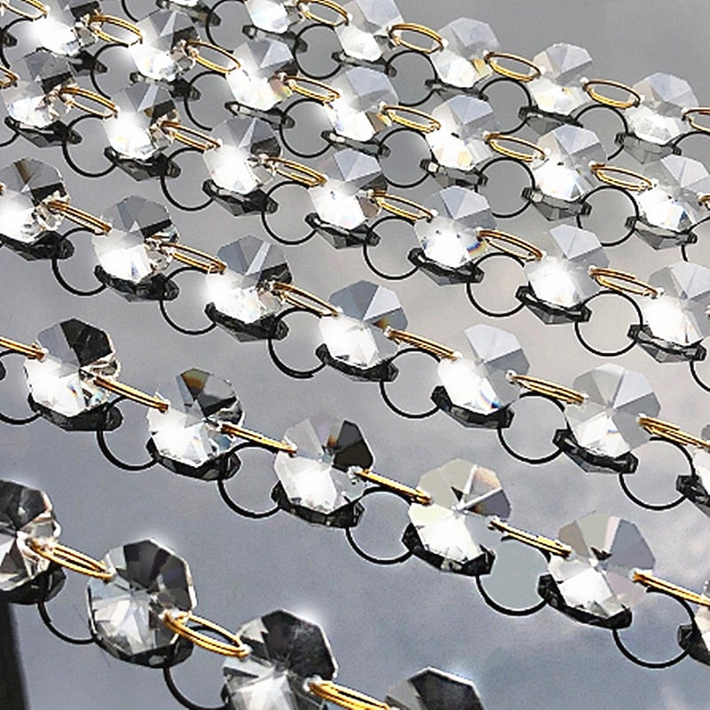 Meters Garland Strand Gold Rings Hanging Crystal Glass 1/10/50 Bead Curtain Diamond Chains Party Tree Wedding Centerpiece Decors