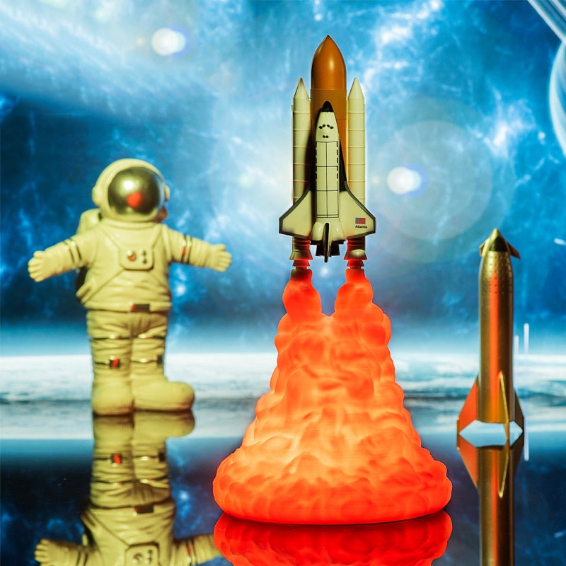 F2 Dropship 3D Print Galaxy LED Night Light Space Shuttle Rocket Lamp Saturn V Lamp For Space Lovers USB Charging Switch Control