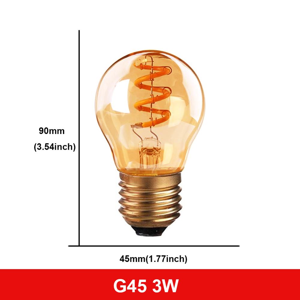 E27 LED Bulb 220V Dimmable Vintage Spiral LED Filament Light Bulb A19 4W Retro Incandescent Decoration Led Lighting Lamp Ampoule