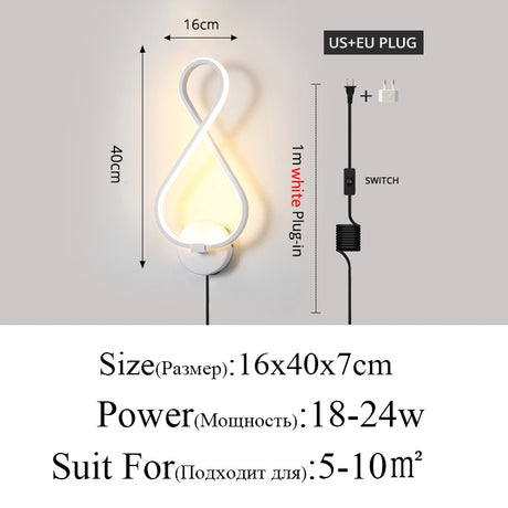 Modern Minimalist Wall Lamps Living Room Bedroom Bedside Luster AC90V-260V LED Indoor black white Lamp Aisle Lighting decoration