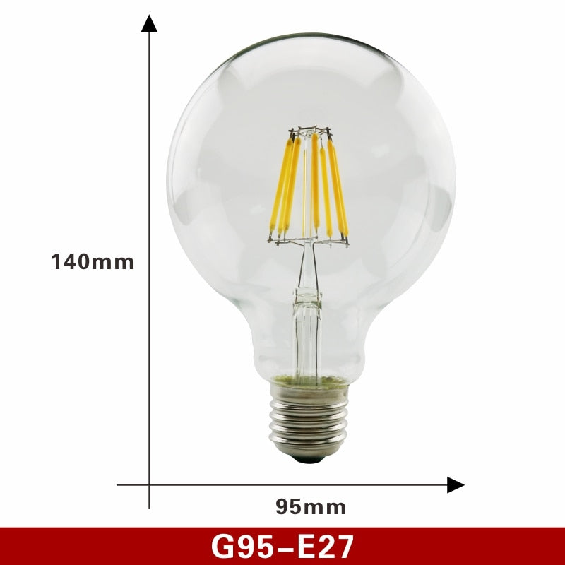  E27 E14 Retro Edison LED Filament Bulb Lamp AC220V Light Bulb C35 G45 A60 ST64 G80 G95 G125 Glass Bulb Vintage Candle Light